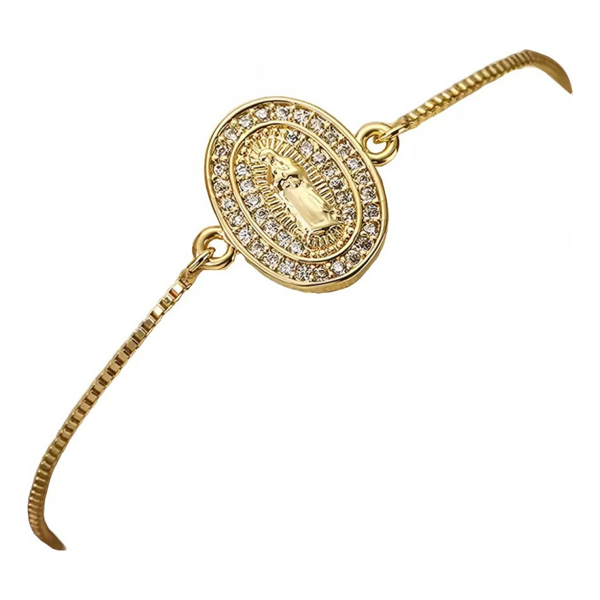 Pulsera Brazalete Ovalado Catolico Elegante Virgen Maria - Imagen 1