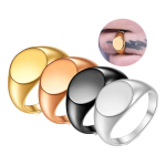 Anillo De Acero Ovalado De Sello Pulido Circular - Imagen 3