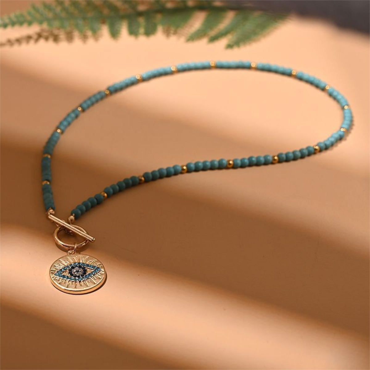 Collar Amuleto Ojo Turco Colorido Con Cuentas De Piedra - Imagen 8