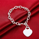 Pulsera De Plata Gruesa Con Dije Corazón Grande - Imagen 3