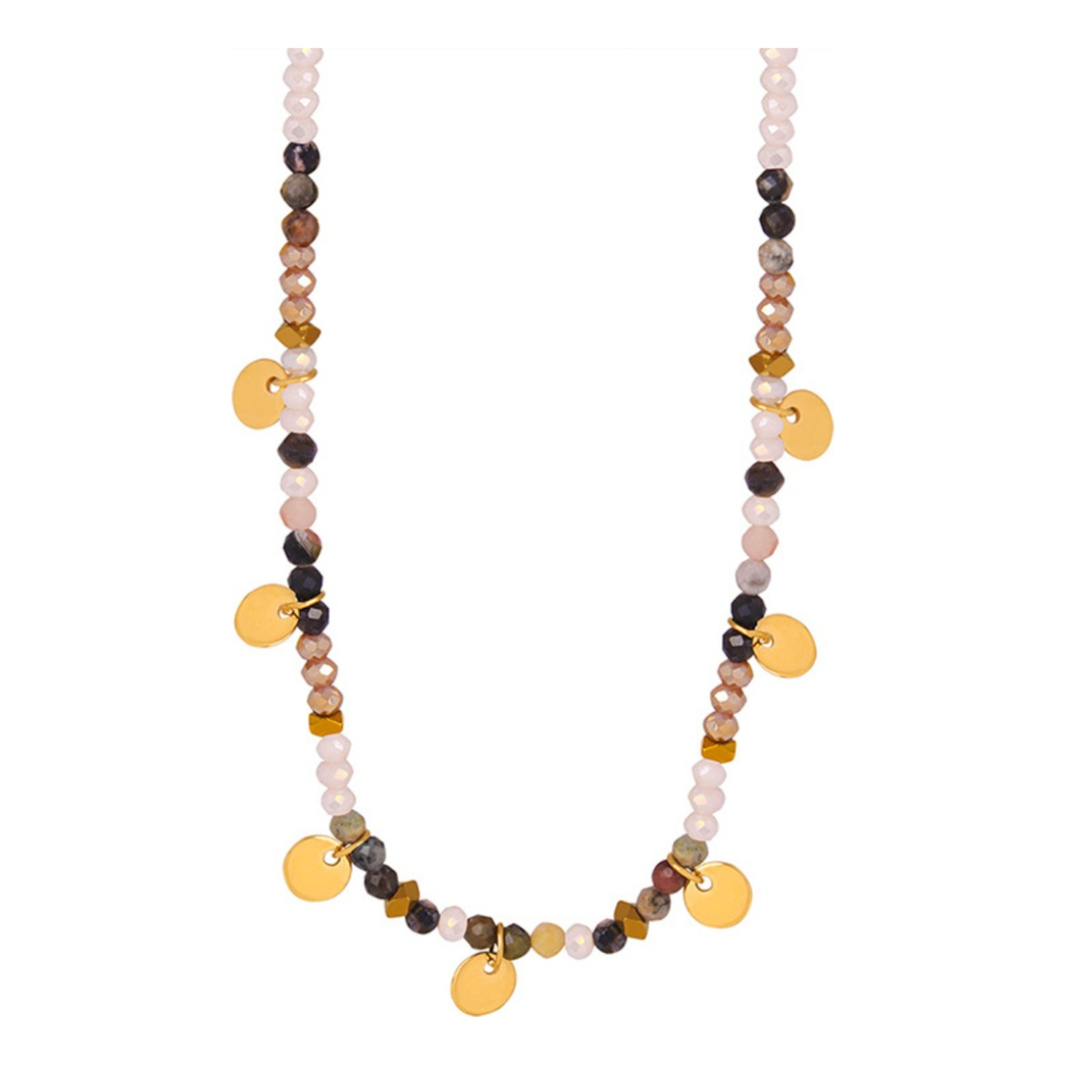 Collar De Cuentas De Piedras Naturales Con Detalles Boho - Imagen 2