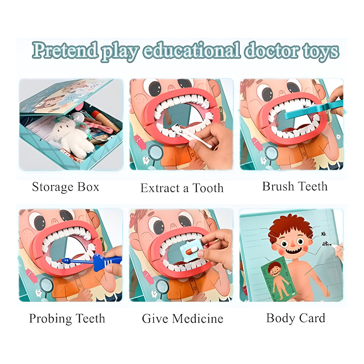Juego Montessori De Madera Dentista Para Niños Imantado - Imagen 4