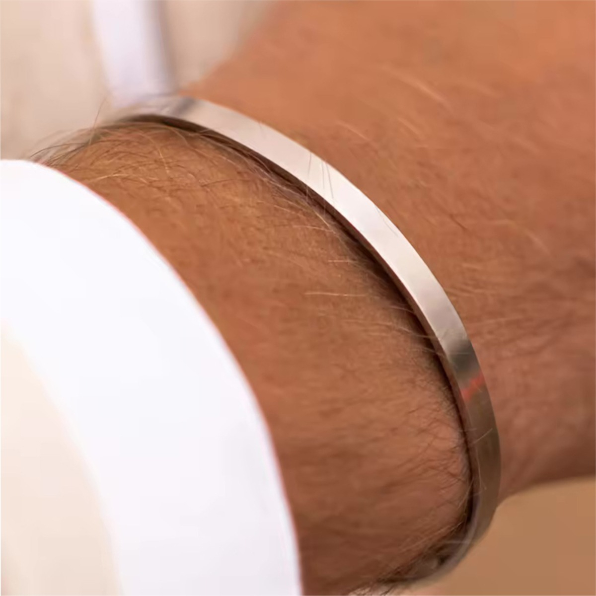 Pulsera Esclava Recta Fina Joyería Lisa Ligera Acero - Imagen 4