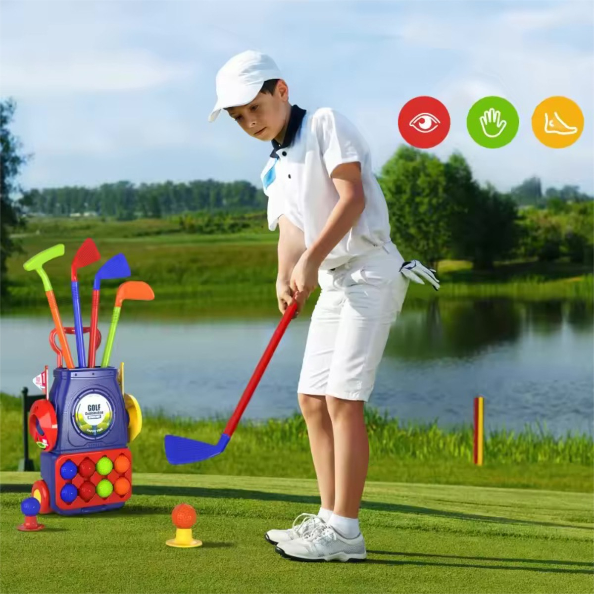 Set Juego Mini Golf Infantil Palos Pelotas Hoyos - Imagen 3