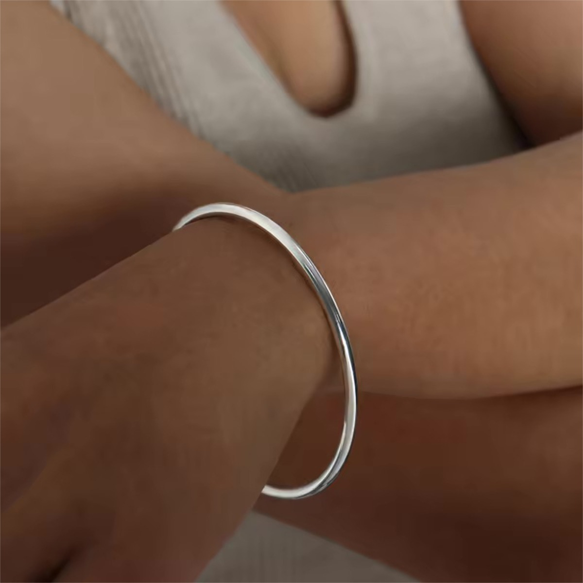 Brazalete Pulsera Acero Inoxidable Minimalista Dama - Imagen 5