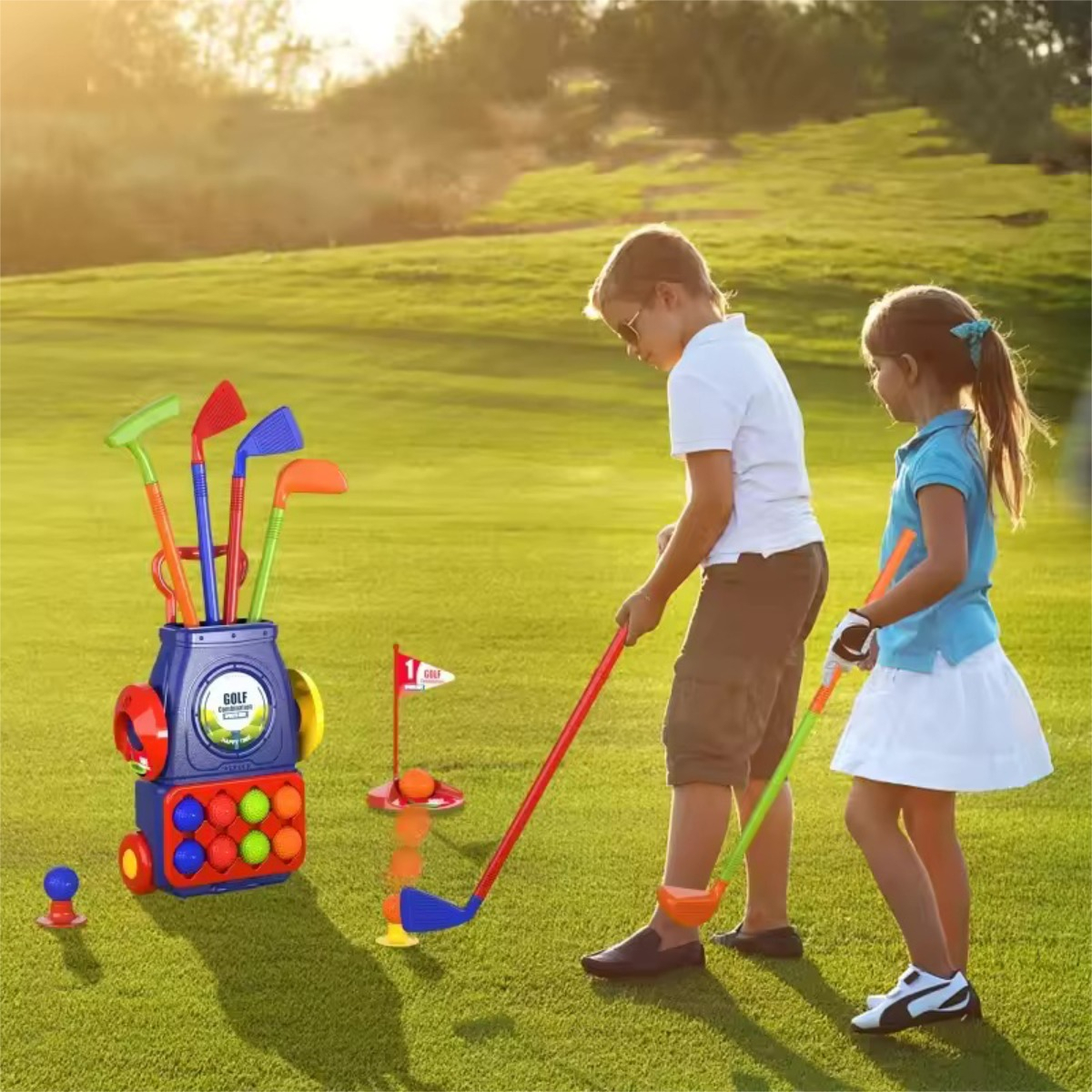 Set Juego Mini Golf Infantil Palos Pelotas Hoyos - Imagen 2