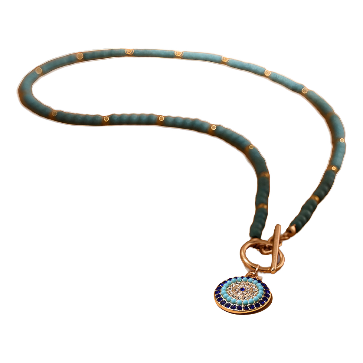 Collar Amuleto Ojo Turco Colorido Con Cuentas De Piedra - Imagen 1