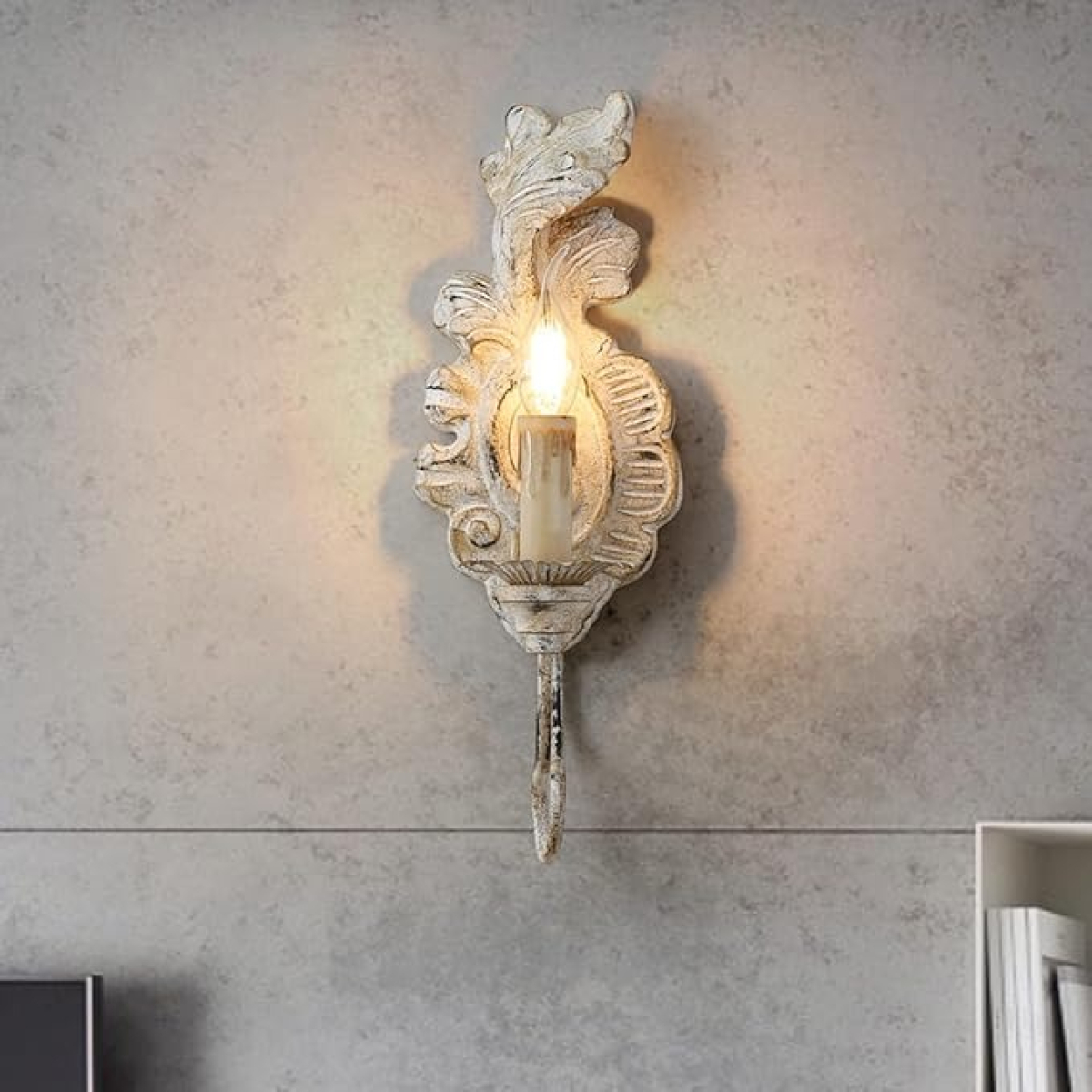 Aplique De Pared Estilo Vintage En Madera Tallada - Imagen 5