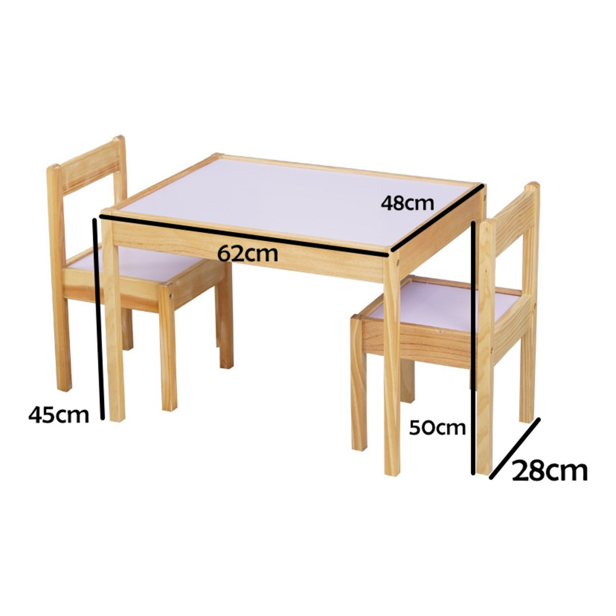 Juego De Mesa Y Dos Sillas Para Niños De Madera Basicas - Imagen 7