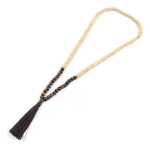 Collar De Madera Largo Tipo Japamala Bohemio Natural - Imagen 4