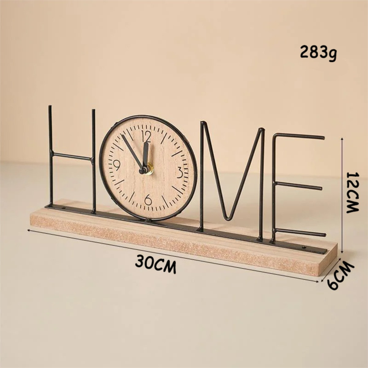 Reloj De Mesa Escritorio Silencioso En Madera Letras - Imagen 5