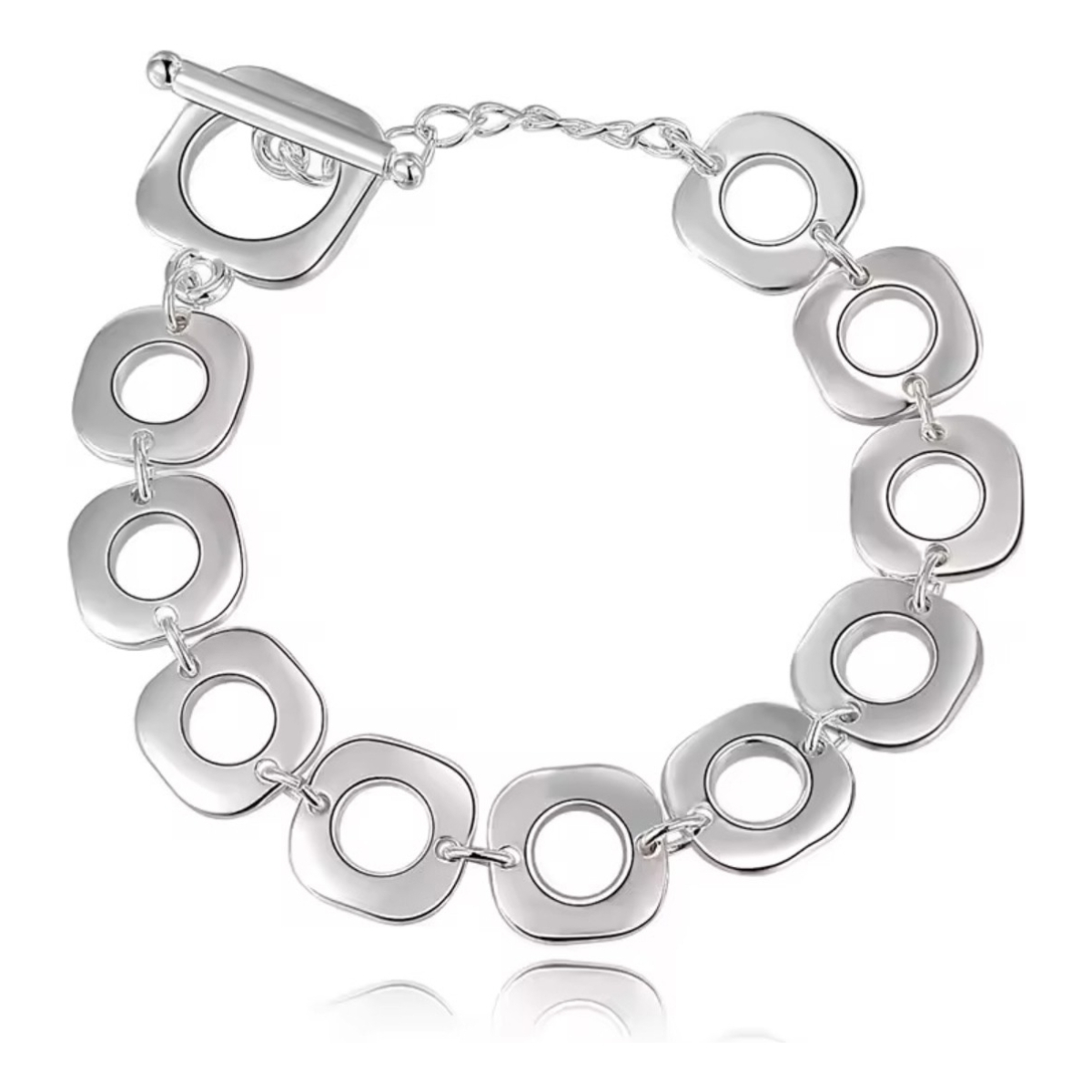 Pulsera Tipo Cadena En Plata 925 Diseño Cuadrado Elegante - Imagen 1