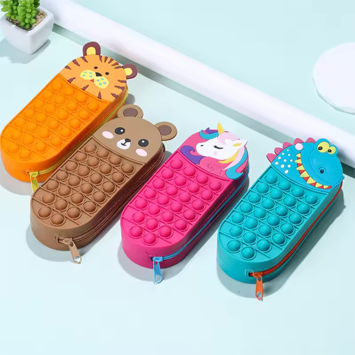Cartuchera Pop It Infantil Escolar En Silicona Anti Estres - Imagen 4