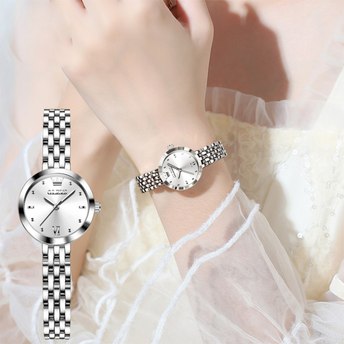 Reloj De Pulsera Mujer Análogo Con Malla De Acero Inox - Imagen 10