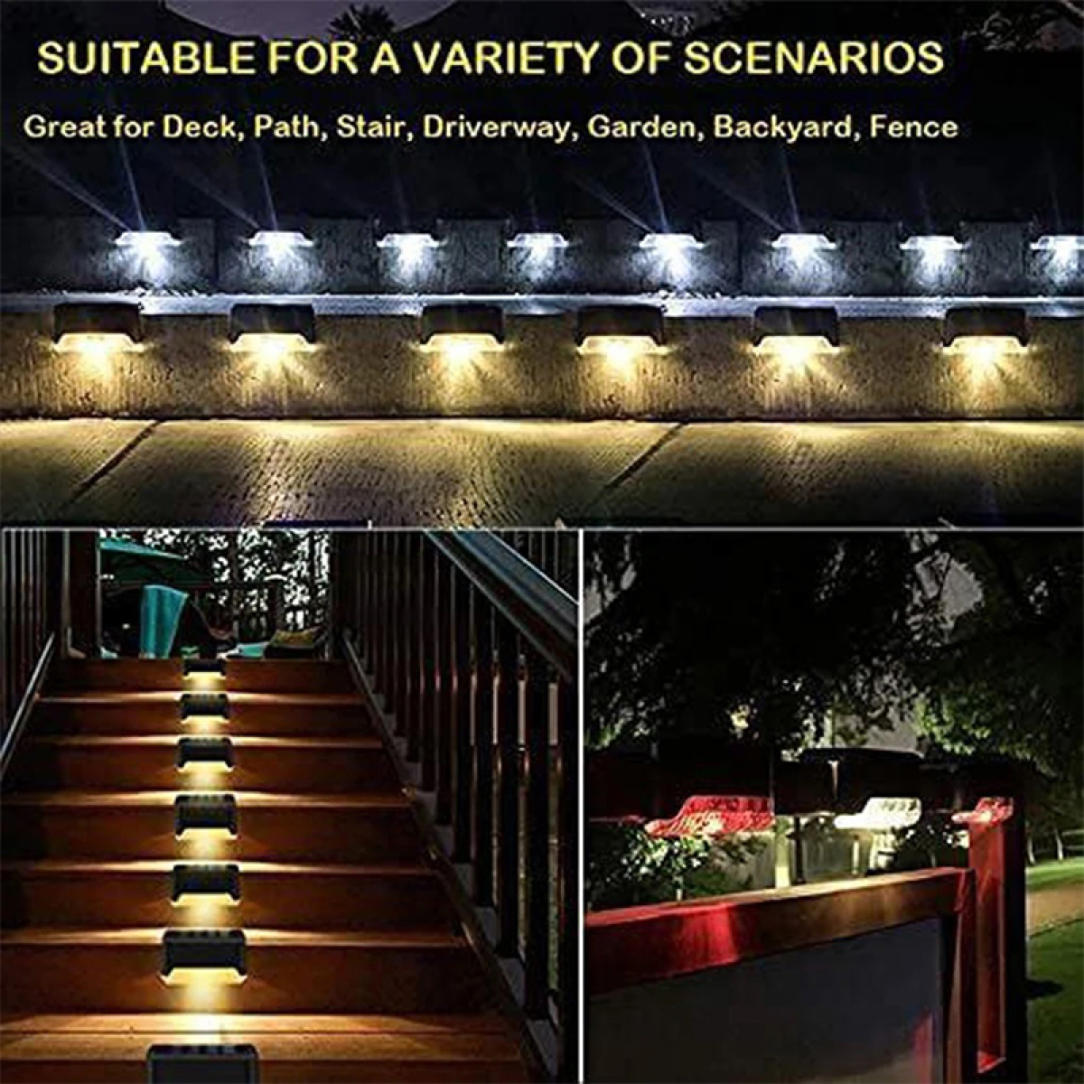 Lampara Solar Jardin Deck Baranda Pasa Manos Escaleras - Imagen 5