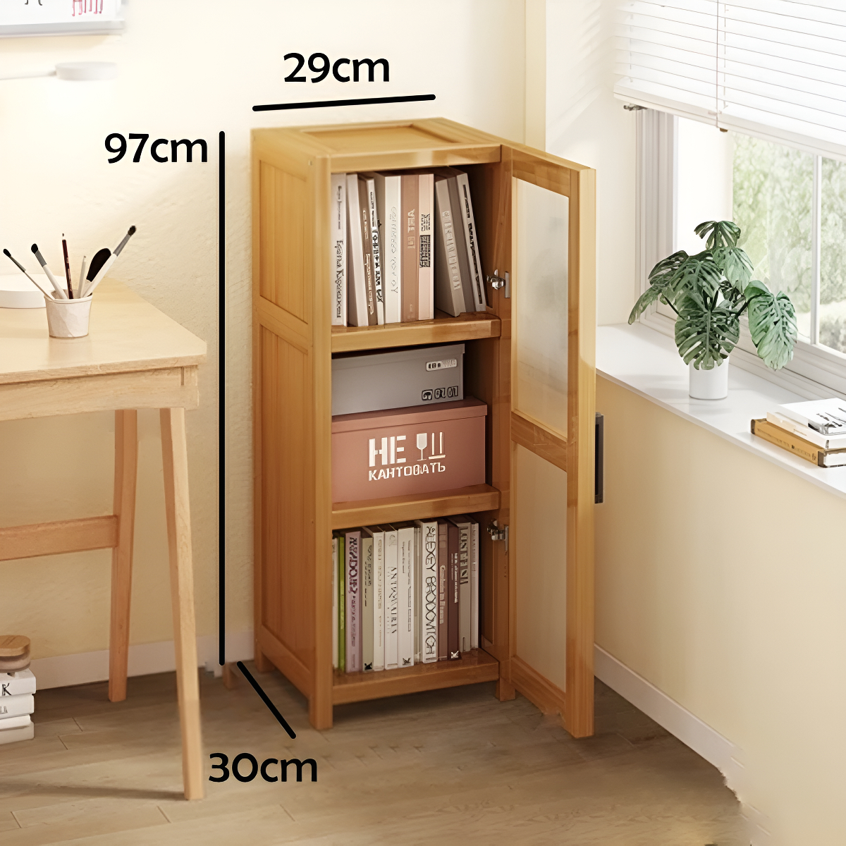 Mueble Organizador Biblioteca Con Puertas Cristalero - Imagen 3