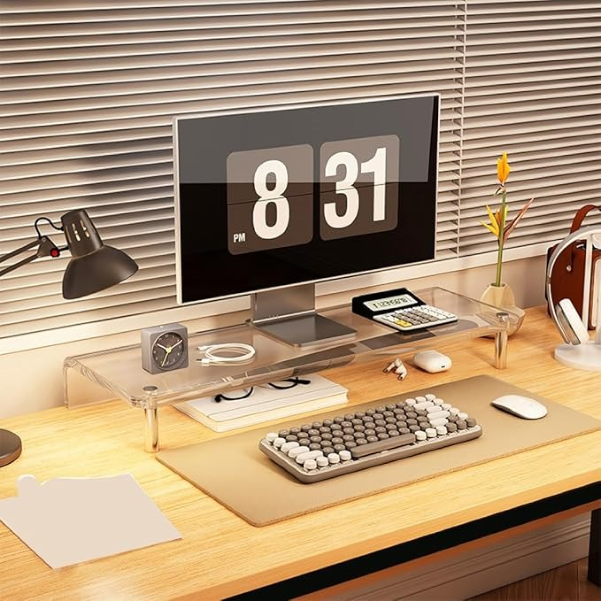 Soporte Elevado Para Monitor De Vidrio Escritorio - Imagen 4