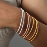 Brazalete Pulsera Acero Inoxidable Minimalista Dama - Imagen 10