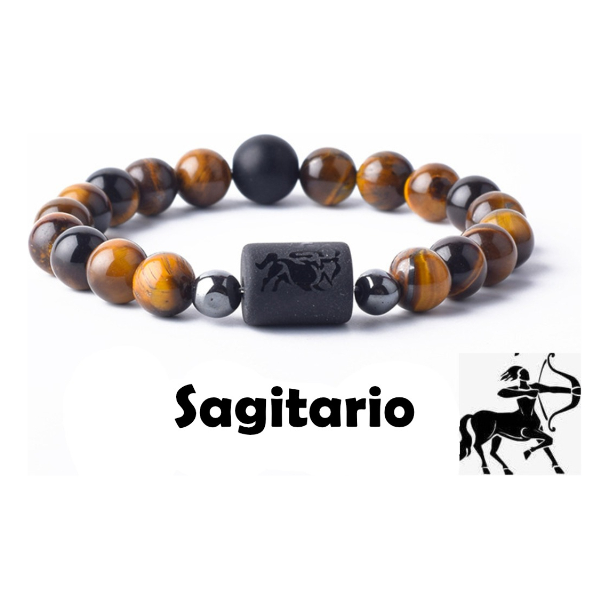 Pulsera De Piedras Naturales Signos Zodiacales Ojo De Tigre - Imagen 56