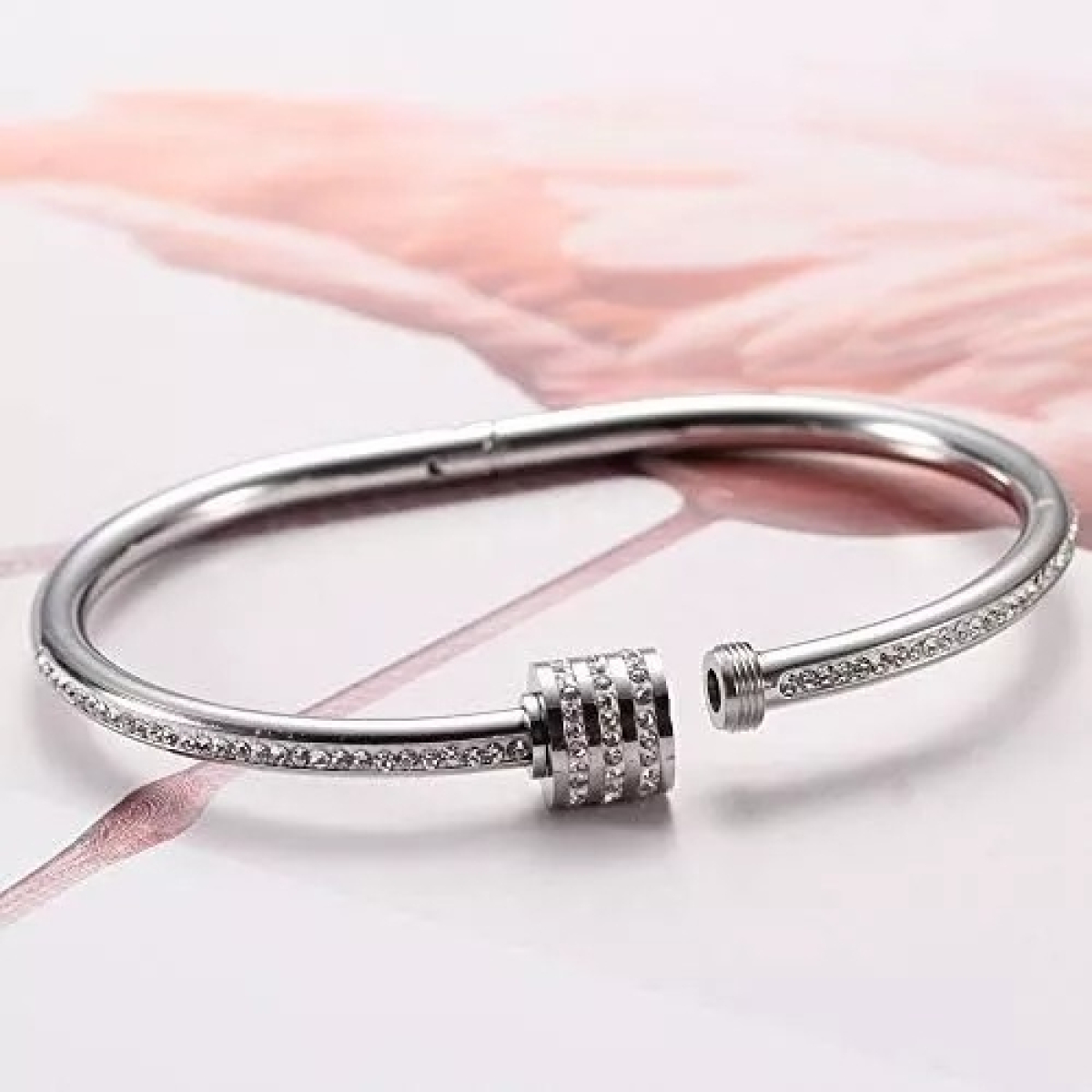 Pulsera Brazalete Rígida Ovalado Con Circón Moderno - Imagen 7