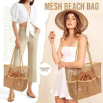 Bolso De Malla Para Playa Grande De Mano Con 5 Bolsillos - Imagen 23