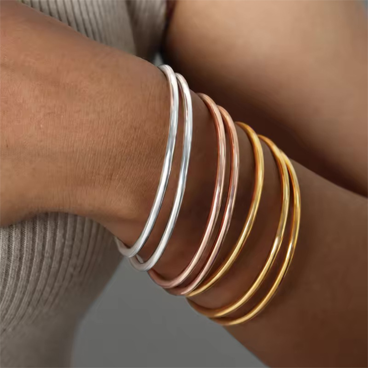 Brazalete Pulsera Acero Inoxidable Minimalista Dama - Imagen 8