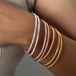 Brazalete Pulsera Acero Inoxidable Minimalista Dama, foto 8