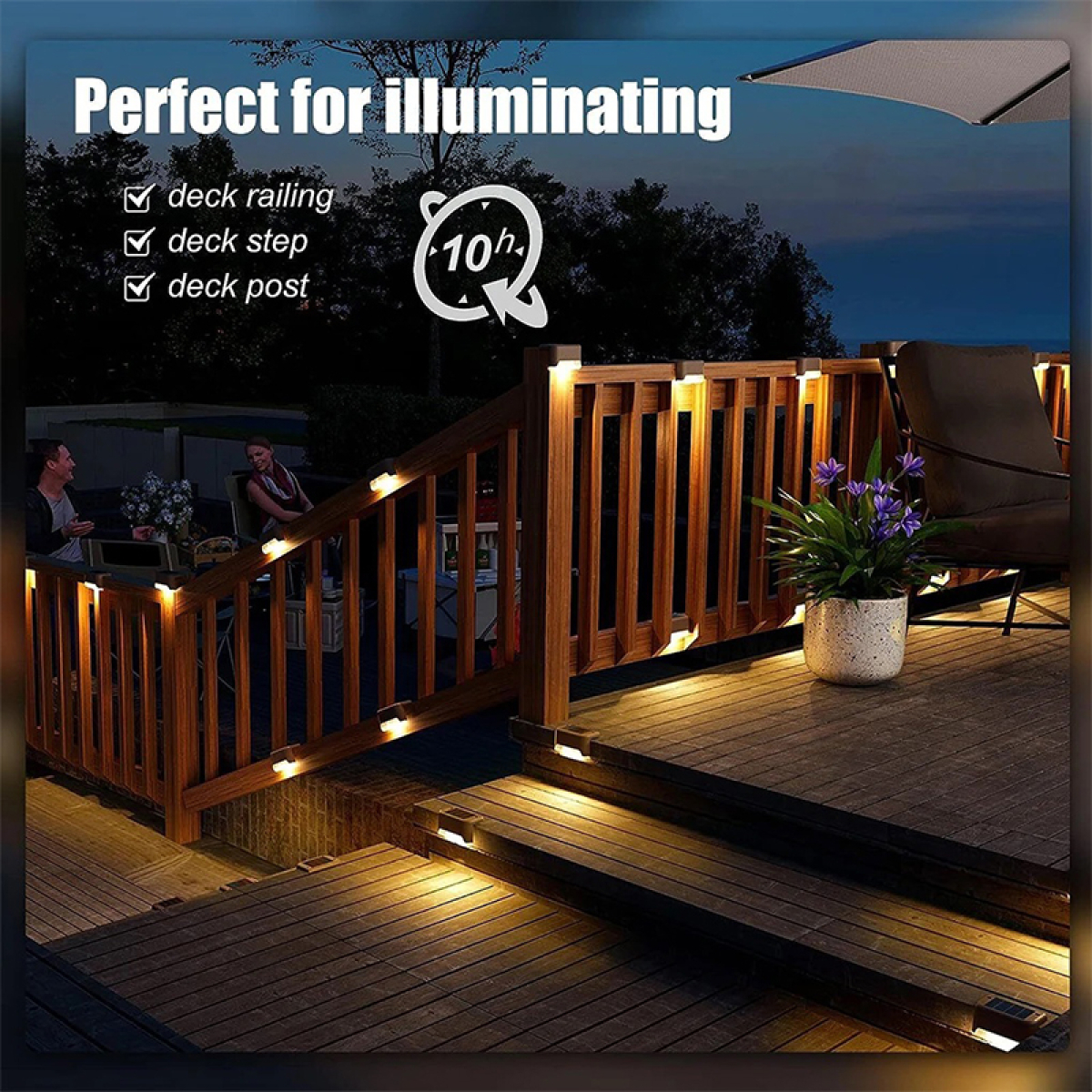 Lampara Solar Jardin Deck Baranda Pasa Manos Escaleras - Imagen 4