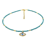 Collar Ojo Turco De Cuentas Con Dije Detalles Dorados