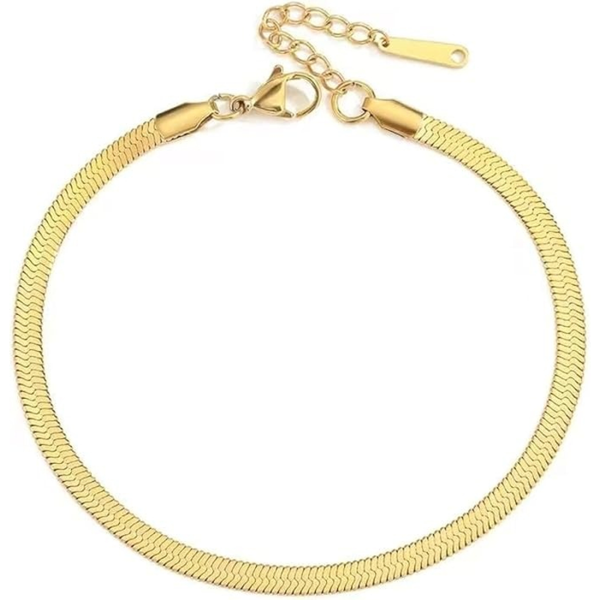 Pulsera Ligera De Acero Tejido Serpiente Plana Con Colgante - Imagen 1