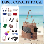 Bolso De Malla Para Playa Grande De Mano Con 5 Bolsillos - Imagen 16