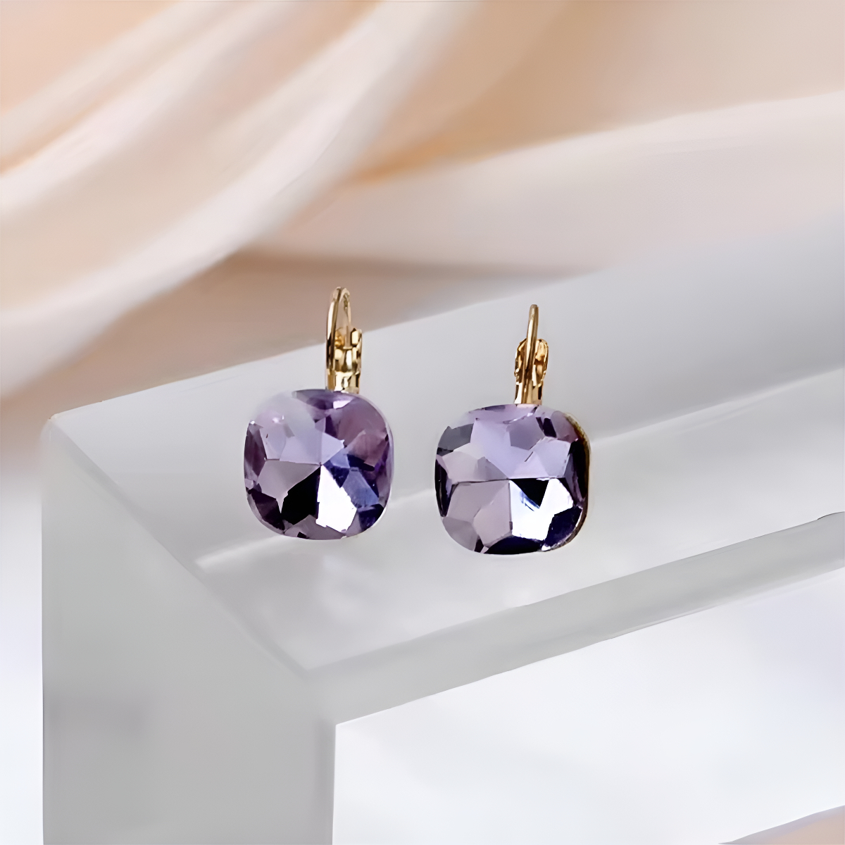 Aretes Pendientes Tipo Gema Brillantes Pequeños Elegante - Imagen 6