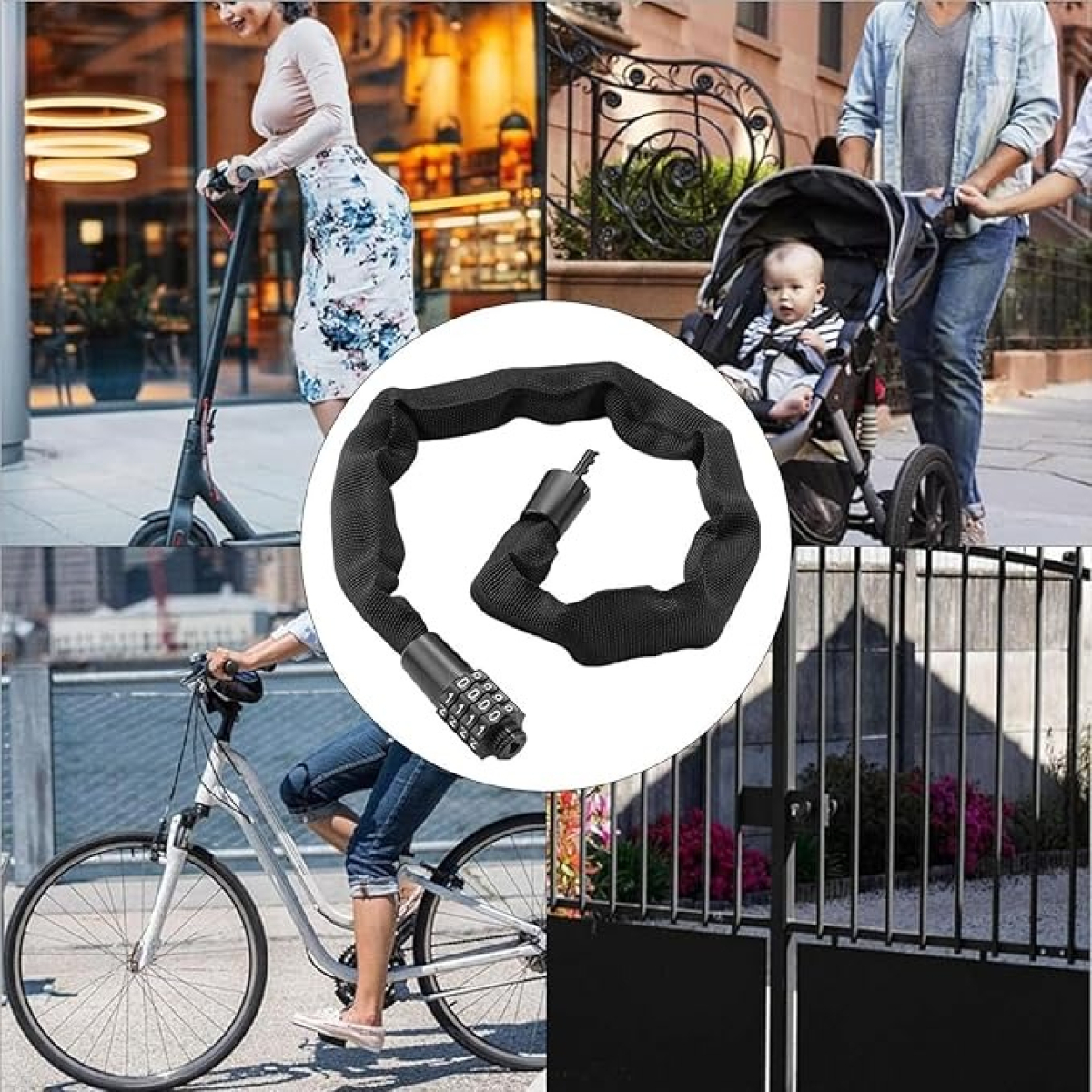 Candado Tranca Cadena Seguridad Combinacion Para Moto O Bici - Imagen 5