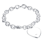 Pulsera De Plata Gruesa Con Dije Corazón Grande