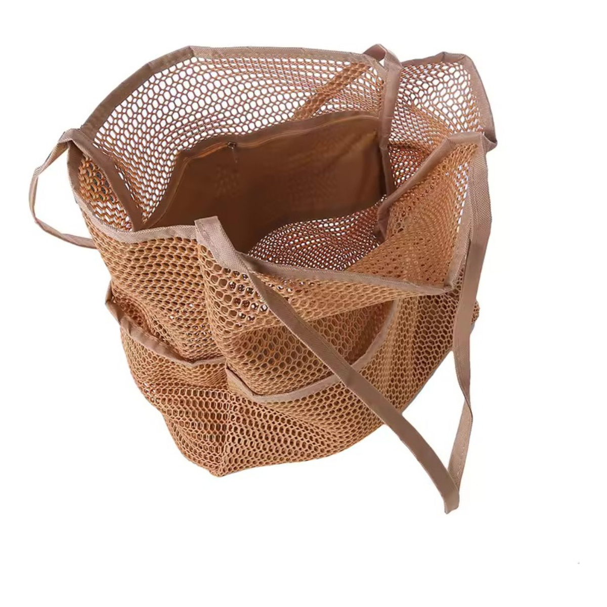 Bolso De Malla Para Playa Grande De Mano Con 5 Bolsillos - Imagen 2
