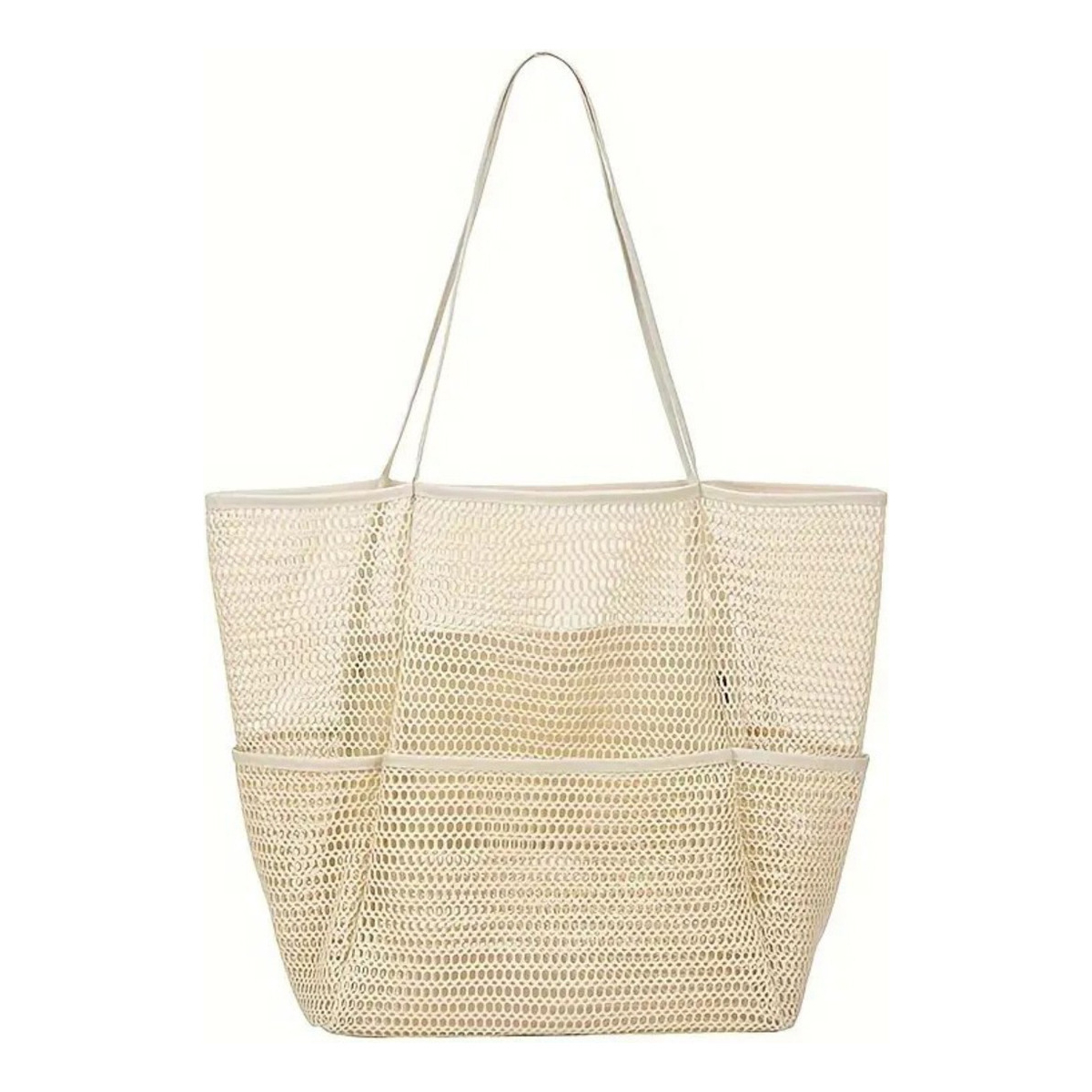 Bolso De Malla Para Playa Grande De Mano Con 5 Bolsillos - Imagen 1