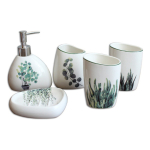 Set X5 Piezas Accesorios De Tocador Para Baño De Ceramica