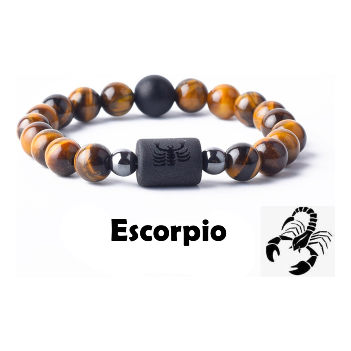 Pulsera De Piedras Naturales Signos Zodiacales Ojo De Tigre - Imagen 8