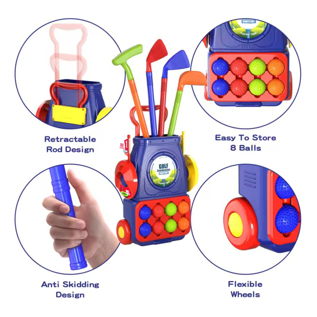 Set Juego Mini Golf Infantil Palos Pelotas Hoyos - Imagen 5