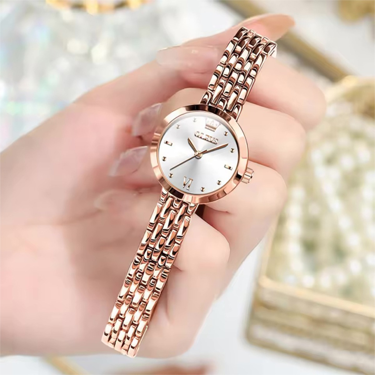 Reloj De Pulsera Mujer Análogo Con Malla De Acero Inox - Imagen 12