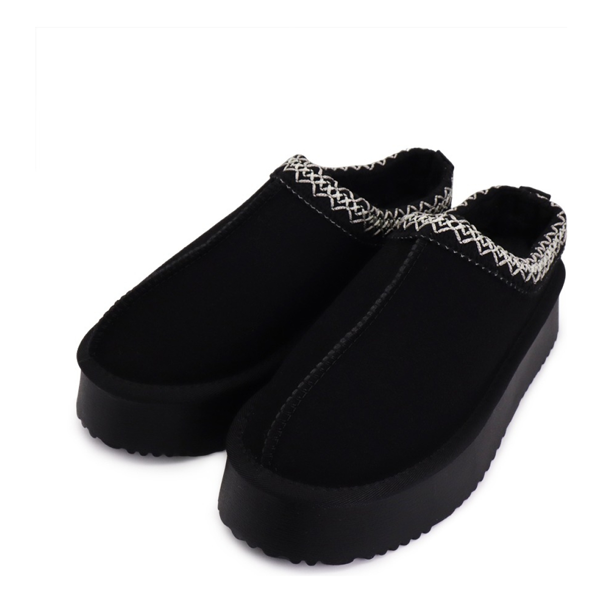 Pantufla Cerrada Con Corderito Con Plataforma Estilo Sueco - Imagen 1