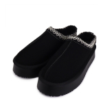 Pantufla Cerrada Con Corderito Con Plataforma Estilo Sueco
