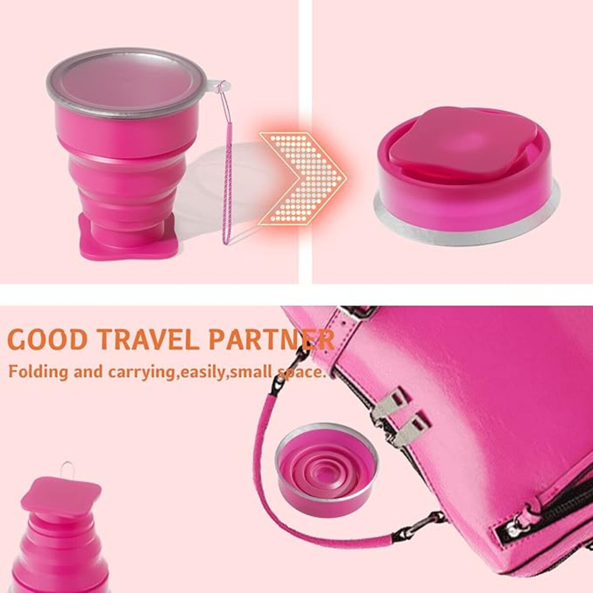 Vaso De Silicona Plegable Con Tapa Libre Bpa - Imagen 25