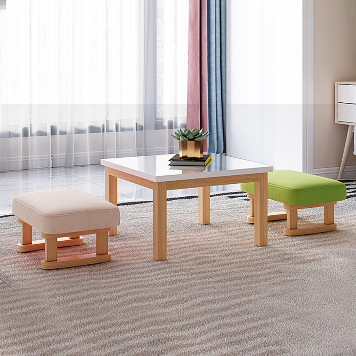 Mini Taburete Banquito Posapies Patas De Madera - Imagen 14