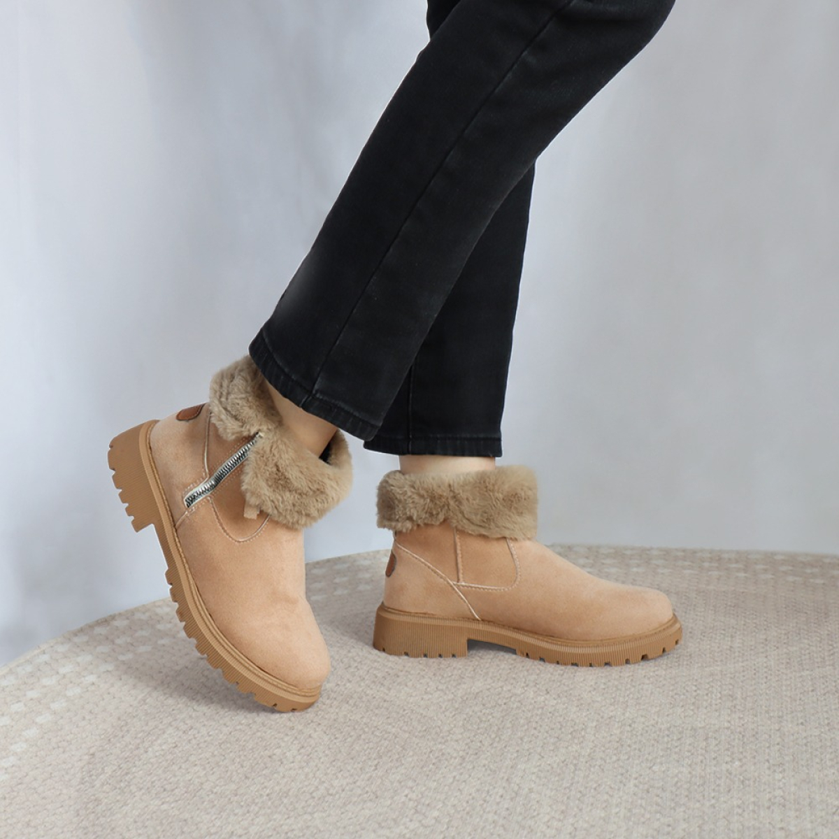 Botas Peludas De Dama Abrigadas Con Forro Corderito - Imagen 8