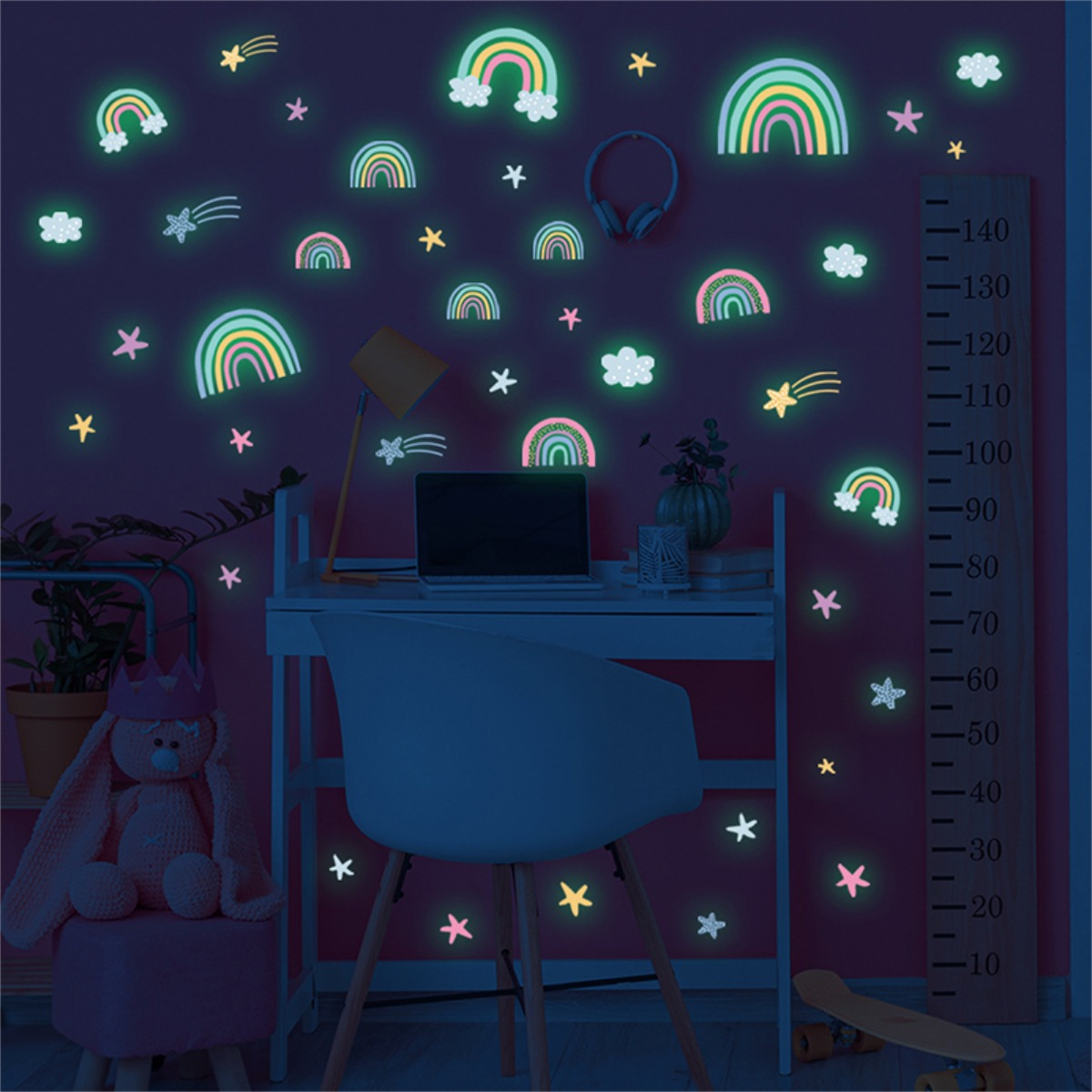 Vinilos Stickers Decorativos Brilla Oscuridad Arcoíris - Imagen 3