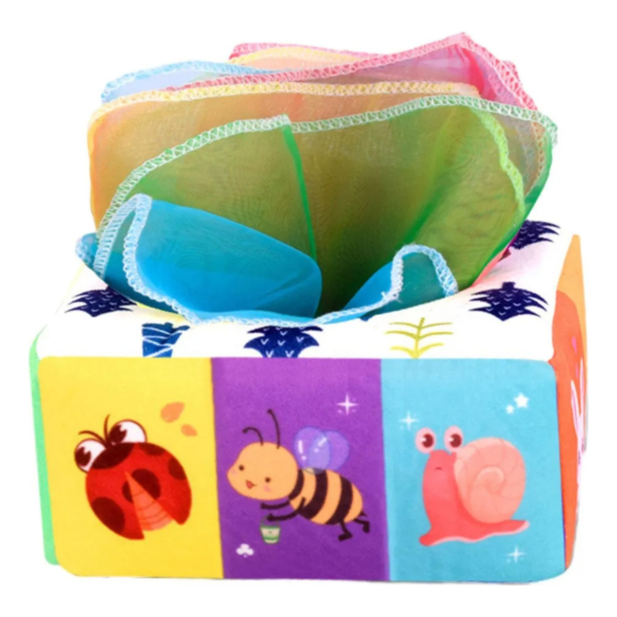 Juguete Caja De Pañuelos Sensoriales Para Bebe Colores - Imagen 1