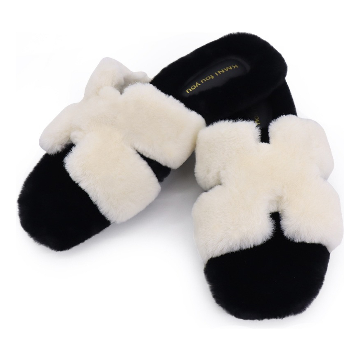 Pantufla Chata Super Peluda Para Dama Cruzada Abierta - Imagen 15