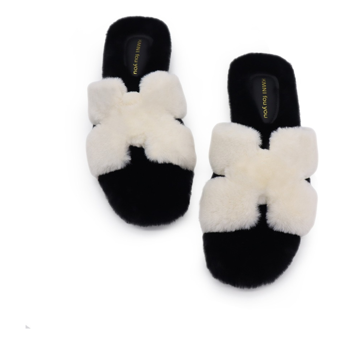 Pantufla Chata Super Peluda Para Dama Cruzada Abierta - Imagen 14