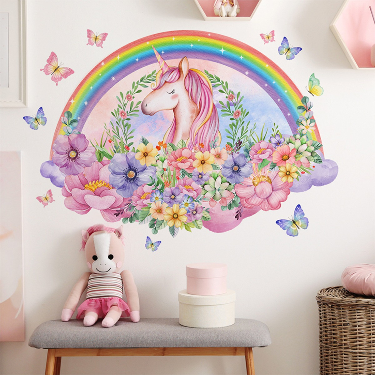 Vinilo Pared Adhesivo Unicornio Arcoiris Decoracion - Imagen 2